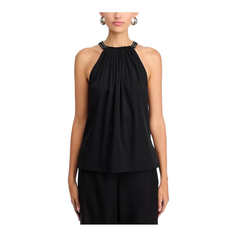 Kobi Halperin Astrid Stretch Silk Blouse Women Black XL NWT